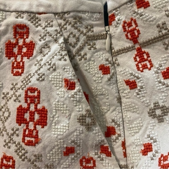 Anthropologie Maeve Blomma Embroidered Cross stitch Pom Pom skirt size… - Picture 8 of 14
